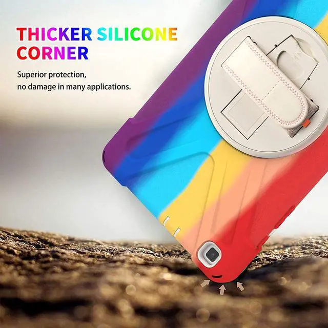 Alt view image 3 of 7 - Galaxy Tab A 8.0 T290 Case, Shockproof Heavy Duty Impact Drop Protection Case Cover for Samsung Galaxy Tab A T290/T295/T297 SM-T290 SM-T295 SM-T297 (Rainbow)