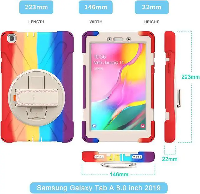 Alt view image 5 of 7 - Galaxy Tab A 8.0 T290 Case, Shockproof Heavy Duty Impact Drop Protection Case Cover for Samsung Galaxy Tab A T290/T295/T297 SM-T290 SM-T295 SM-T297 (Rainbow)