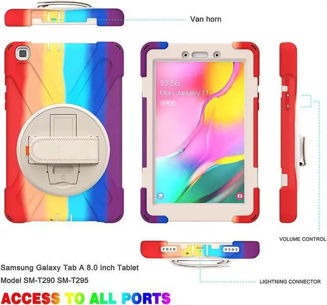 Alt view image 6 of 7 - Galaxy Tab A 8.0 T290 Case, Shockproof Heavy Duty Impact Drop Protection Case Cover for Samsung Galaxy Tab A T290/T295/T297 SM-T290 SM-T295 SM-T297 (Rainbow)
