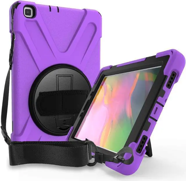 Alt view image 5 of 7 - Galaxy Tab A 8.0 T290 Case, Shockproof Heavy Duty Impact Drop Protection Case Cover for Samsung Galaxy Tab A T290/T295/T297 SM-T290 SM-T295 SM-T297 (Shield Purple)