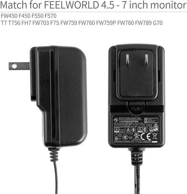 Alt view image 4 of 7 - Feelworld DC 12V 1.5A Switching Power Supply Home Power Adapter for 100V - 240V AC 50/60Hz for Feelworld Monitor (Black)