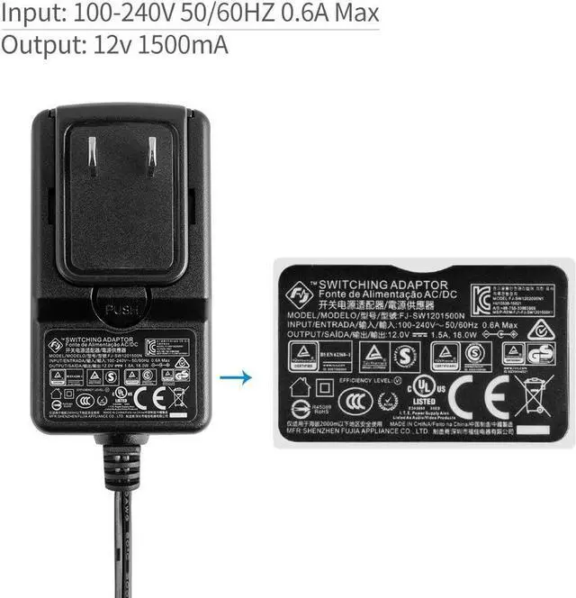 Alt view image 5 of 7 - Feelworld DC 12V 1.5A Switching Power Supply Home Power Adapter for 100V - 240V AC 50/60Hz for Feelworld Monitor (Black)