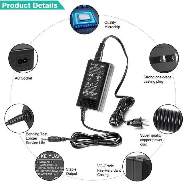Alt view image 4 of 7 - HKY 19V AC DC Adapter Compatible with Harman Kardon Onyx Studio 8 7 6 5 4 3 2 1 Wireless Bluetooth Speaker Replacement Harman Kardon Charger Power Supply Cord Cable Charger Adaptor
