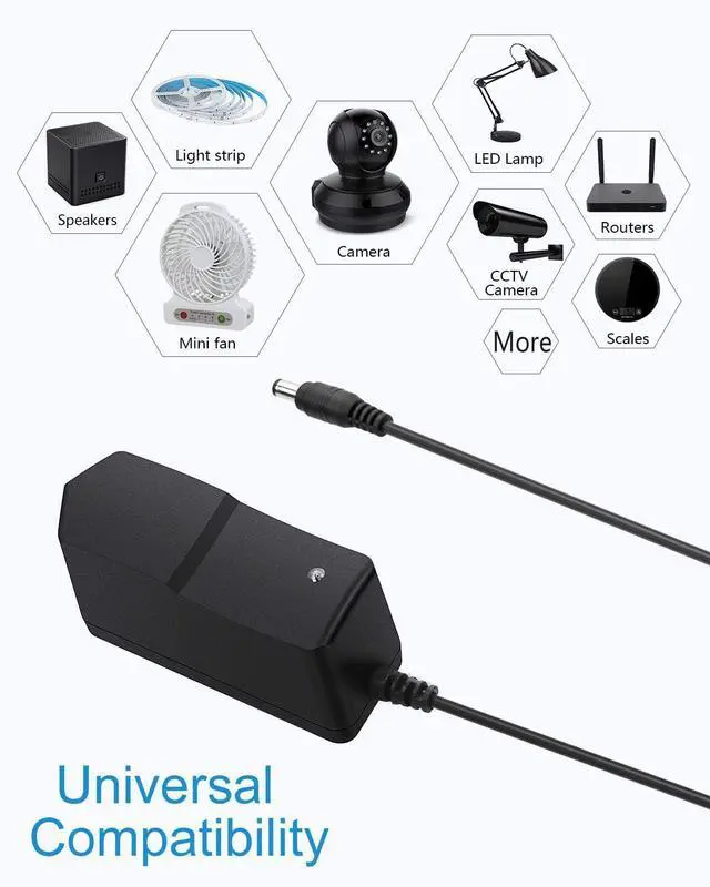 Alt view image 6 of 7 - DC 12V 1A Power Supply 1000mA 12W AC/DC Adapter 100~240V AC to DC 12 Volt 1 Amp 0.6A Converter with 5.5 x 2.5mm 2.1mm Plug for LED Strip Light CCTV Security Camera DVR NVR Surveillance System