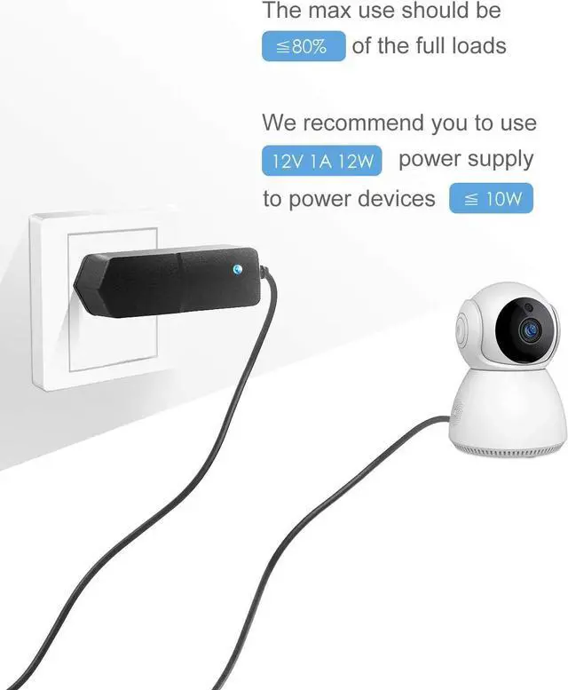 Alt view image 7 of 7 - DC 12V 1A Power Supply 1000mA 12W AC/DC Adapter 100~240V AC to DC 12 Volt 1 Amp 0.6A Converter with 5.5 x 2.5mm 2.1mm Plug for LED Strip Light CCTV Security Camera DVR NVR Surveillance System