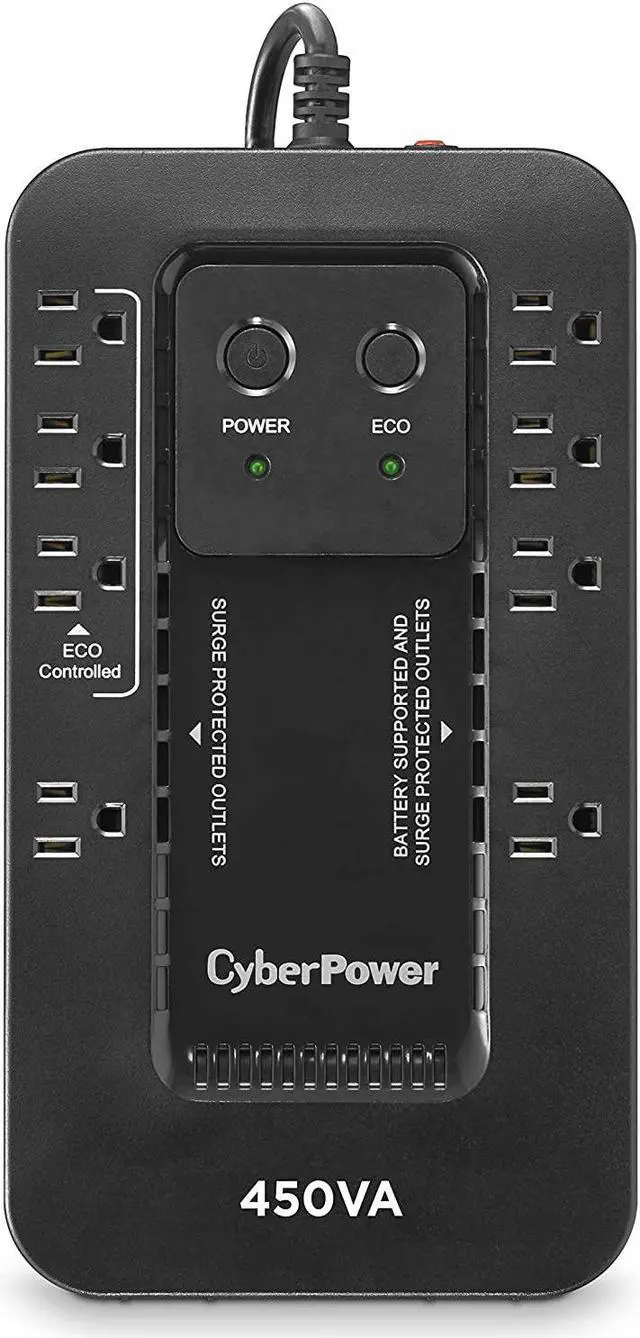 Alt view image 2 of 7 - South City Mall EC450G Ecologic Battery Backup & Surge Protector UPS System, 450VA/260W, 8 Outlets, ECO Mode, Compact Uninterruptible Power Supply