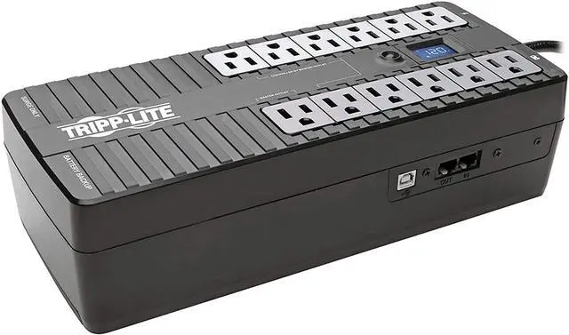 Main image of Tripp Lite 850VA UPS Battery Backup Surge Protector Efficient ENERGY-STAR Certified, AVR, 12-Outlet Uninterruptible Power Supply, Dataline Protection, 3-Year Warranty & $100,000 Insurance (ECO850LCD)