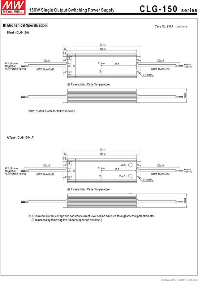 Alt view image 3 of 6 - CLG-150-24 AC-DC Power Supply Enclosed LED Single Output 24V