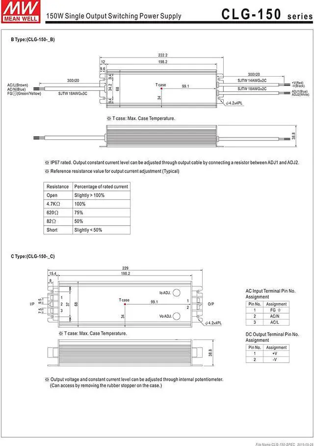 Alt view image 4 of 6 - CLG-150-24 AC-DC Power Supply Enclosed LED Single Output 24V