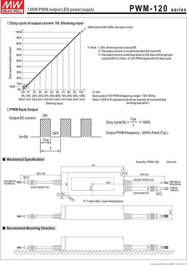 Alt view image 5 of 6 - [PowerNex] Mean Well PWM-120-48 48V 2.5A 120W PWM output LED power supply with PFC