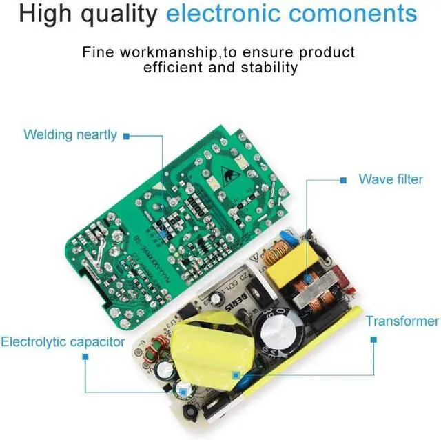 Alt view image 6 of 7 - 12V 8A Power Supply Adapter AC100-240V to DC12V Converter Transformer with 5.5x2.5mm DC Output Jack for LED Strip Light Wireless Router ADSL Cats Security Cameras