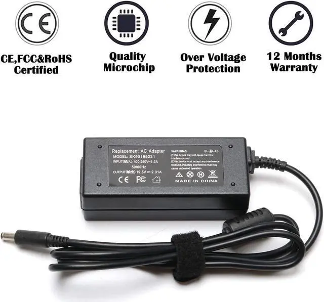 Alt view image 4 of 7 - New 45W 19.5V 2.31A AC Adapter Laptop Charger for Dell Vostro 15 3565 5568 Inspiron 3147 3552 5368 3565 XPS 13 9350 9333 Ultrabook LA45NM140 HA45NM140 HK45NM140 Notebook Laptop Power Supply Cord