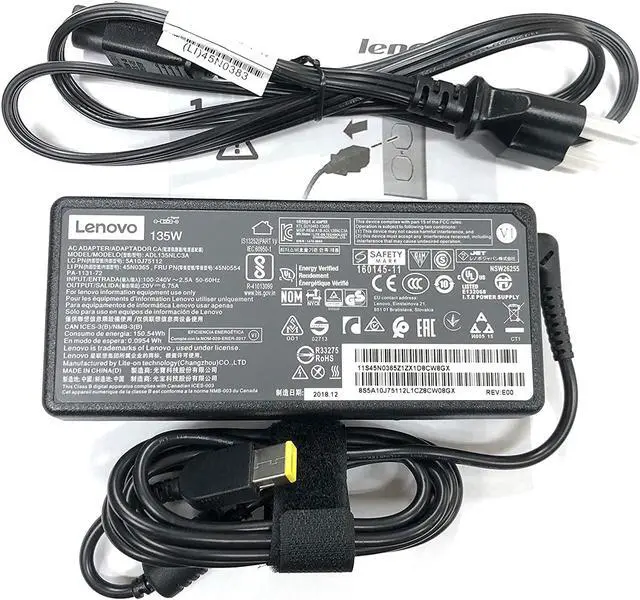 Main image of New Genuine Laptop Charger 135W 20V 6.75A Slim Tip ADL135NDC3A (888015027) AC Adapter Power Supply,Black 3 Prong Power Cord forLenovo G510 G5005 Y50-70 Y50P-70 Y520-15 Y700-14 Y700-17 Y70-70 ideapad