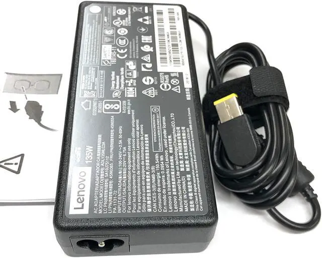 Alt view image 6 of 7 - New Genuine Laptop Charger 135W 20V 6.75A Slim Tip ADL135NDC3A (888015027) AC Adapter Power Supply,Black 3 Prong Power Cord forLenovo G510 G5005 Y50-70 Y50P-70 Y520-15 Y700-14 Y700-17 Y70-70 ideapad
