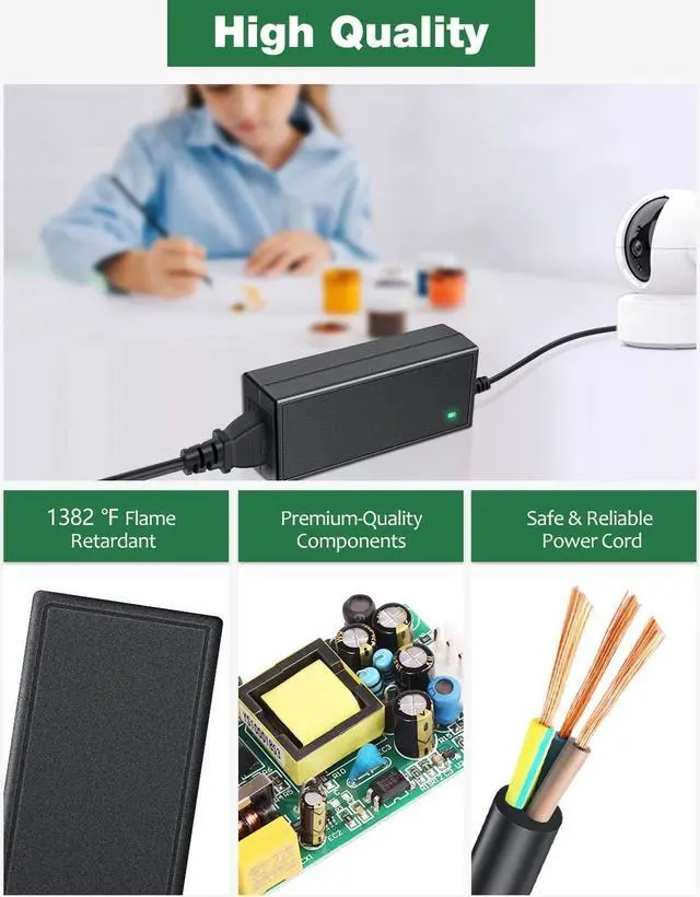 Alt view image 5 of 6 - 5V 10A Power Supply, 100-240V AC to DC 50W Adapter 10 Amp 9A 8.5A 8A 6A Converter 5.5x2.5mm Tip 7.5ft Cord for Christmas Lights, WS2811 WS2812B WS2813 SK6812 LED Strips, Raspberry Pi, Atomic Pi - OEM