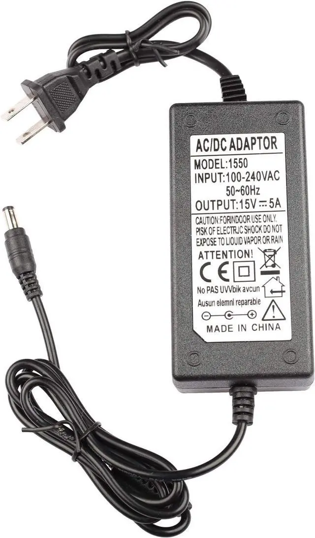 Alt view image 2 of 3 - AC 100V-240V 50-60Hz to DC 15V 5A(5000mA) Power Adapter Supply 5.5x2.5mm (also fit 5.5x2.1mm) Output