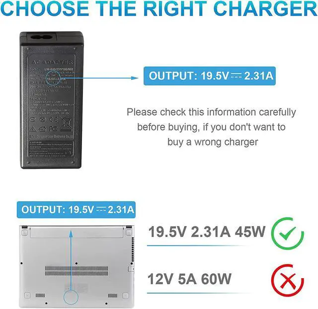 Alt view image 5 of 7 - AC Doctor INC 19.5V 2.31A 4.5x3.0mm 45W AC Adapter Power Charger for HP 741727-001 740015-002 HSTNN-CA40 7400015-001 740015-003 ADP-45WD B