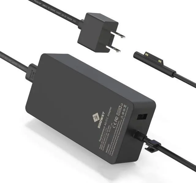 Alt view image 2 of 7 - 102W 15V 6.33A Power Adapter Charger Compatible with Surface Book 2 1, Surface Laptop 3 2 1, Surface Pro X Pro 7 Pro 6 Pro 5 Pro 4 Pro 3 and Surface Go with Additional USB Port and 6ft Power Cord