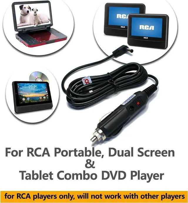 Alt view image 2 of 6 - Car Charger for RCA Single Dual Screen Portable DVD TV Combo Player Celestron Telescopes 12V 6.5 Ft Power Supply Cord