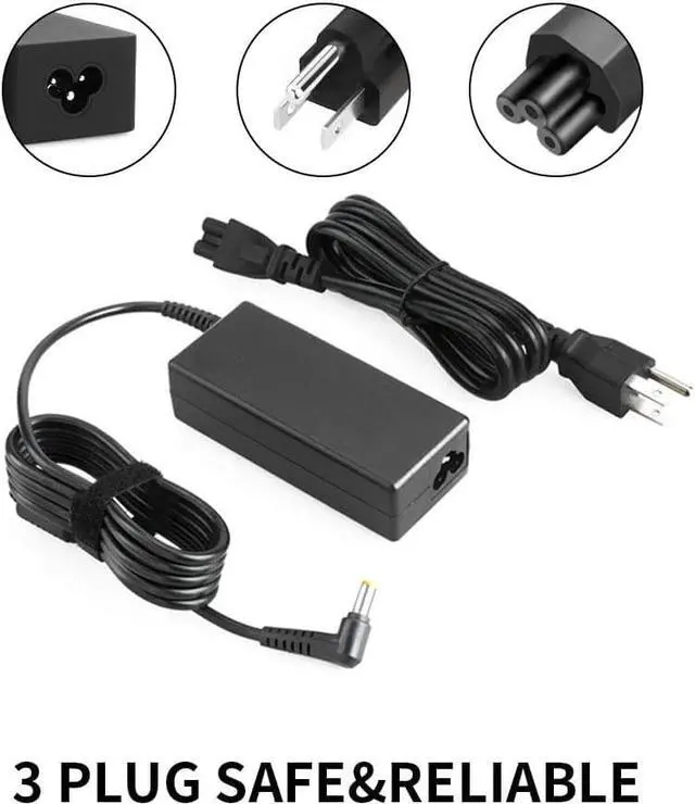 Alt view image 3 of 7 - 65W Laptop Charger Fit for Acer Aspire E15 E1 F15 ES1 E5-553 E5-575 Acer Chromebook 11 13 14 15 R11 CB3 CB5 C720 C720P C740 AC Power Adapter Supply CorD1