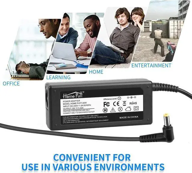 Alt view image 7 of 7 - 65W Laptop Charger Fit for Acer Aspire E15 E1 F15 ES1 E5-553 E5-575 Acer Chromebook 11 13 14 15 R11 CB3 CB5 C720 C720P C740 AC Power Adapter Supply CorD1