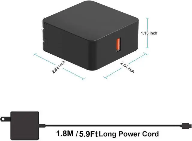 Alt view image 3 of 6 - 65W Wall Plug AC Charger Fit for Lenovo Yoga Laptop Power Supply Adapter Cord