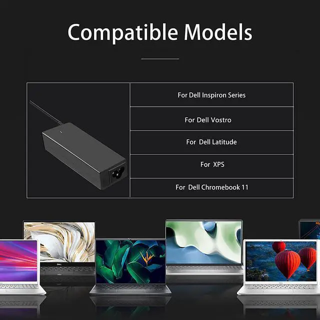 Alt view image 6 of 7 - 65W Laptop Charger Compatible with Dell Inspiron,Latitude,Vostro(LA65NS2-01/HA65NS5-00) Power Supply Adapter (DC:7.4x5.0mm).