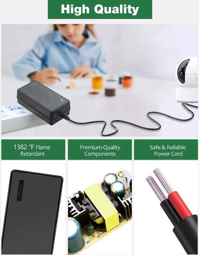 Alt view image 5 of 6 - JOVNO 24V 2A Power Supply Adapter DC 24 Volt 2amp 48W AC/DC Converter 1.8A 1.75A 1.6A 1.5A 1.25A 1.2A Transformer LED Driver 100-240V AC in 5.5x2.5mm Plug for LED Strip DC Pump CCTV Camera