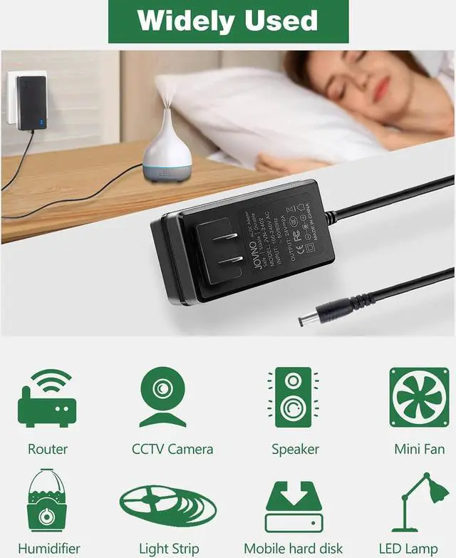 Alt view image 6 of 6 - JOVNO 24V 2A Power Supply Adapter DC 24 Volt 2amp 48W AC/DC Converter 1.8A 1.75A 1.6A 1.5A 1.25A 1.2A Transformer LED Driver 100-240V AC in 5.5x2.5mm Plug for LED Strip DC Pump CCTV Camera