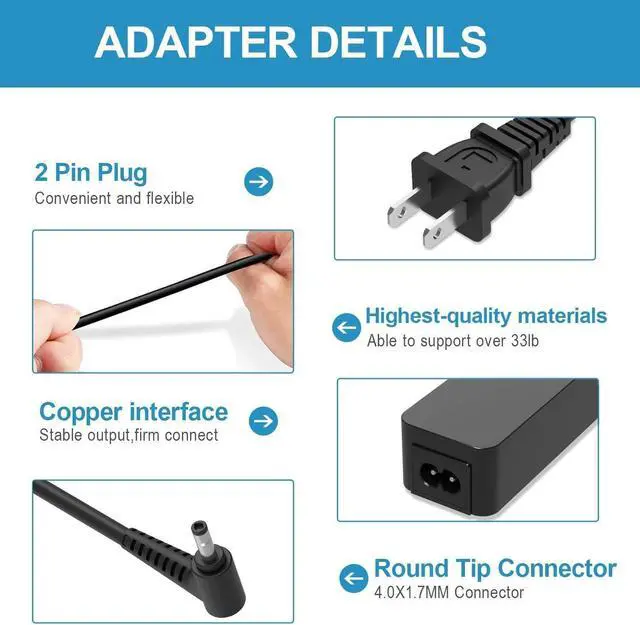 Alt view image 2 of 5 - 45W AC Charger Fit for Lenovo Flex 14 15 Laptop Power Supply Adapter Cord UL Listed