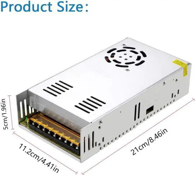 Alt view image 2 of 7 - SHNITPWR 24V DC Power Supply 15A 360W AC/DC Adapter, 24 Volt 15 Amp Switching Power Converter Transformer LED Driver 110V / 220V AC in for LED Light Strip 3D Printer CCTV Security System LCD Monitor