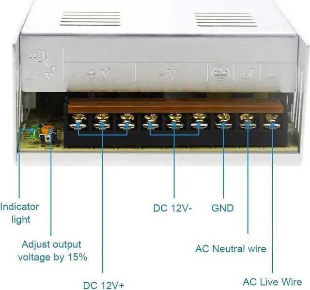 Alt view image 5 of 7 - SHNITPWR 12V Power Supply 30A 360W AC to DC Adapter 12 Volt 30 Amp Switching Power Converter Transformer LED Driver 110V 240V AC in for LED Light Strip 3D Printer CCTV Security System LCD Monitor