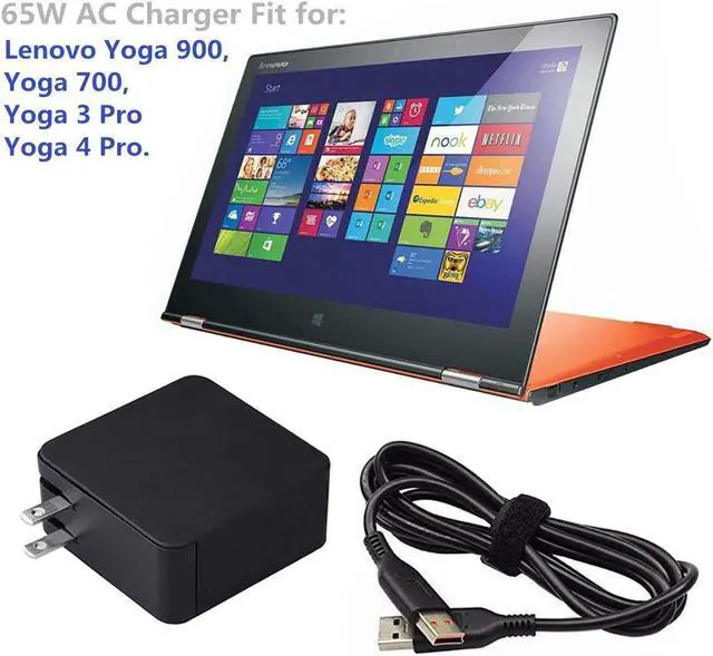 Alt view image 4 of 4 - 65W AC Charger Fit for Len Yoga 900 3 4 Pro 900-13ISK 900-13ISK2 900-13 900-131SK Yoga 700 11 Yoga 700 14 Yoga 3 14 1470 Ideapad 700s Miix 700 Laptop Power Supply Adapter Cord