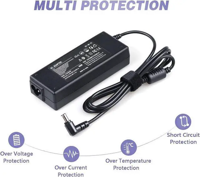 Alt view image 5 of 7 - 19V AC Adapter Charger for LG Electronics 19" 20" 22" 23" 24" 27" 32" LED LCD Monitor Widescreen HDTV 24M47H-P 24MP55HQ A4819-FDY UN32J400 UN32J4000AF UN32J400DAF BN44-00837A Power Supply Cord Plug