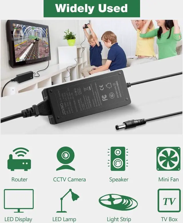 Alt view image 6 of 6 - 5V 10A Power Supply, 100-240V AC to DC 50W Adapter 10 Amp 9A 8.5A 8A 6A Converter 5.5x2.5mm Tip 7.5ft Cord for Christmas Lights, WS2811 WS2812B WS2813 SK6812 LED Strips, Raspberry Pi, Atomic Pi - OEM