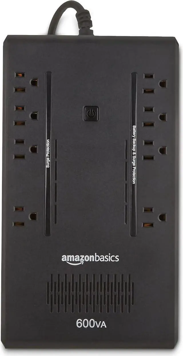 Alt view image 3 of 6 - Amazon Basics Standby UPS Battery Backup 600VA 360W Surge Protector Uninterruptible Power Supply, 8 Outlets for Power Outage Protection, Compact, Black