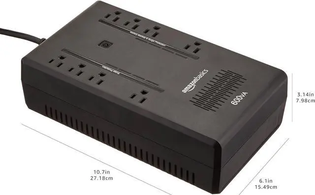 Alt view image 5 of 6 - Amazon Basics Standby UPS Battery Backup 600VA 360W Surge Protector Uninterruptible Power Supply, 8 Outlets for Power Outage Protection, Compact, Black