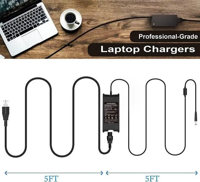 Alt view image 6 of 7 - 19.5V 3.34A 65W Laptop Charger Replacement for  Latitude 7480 7490 5400 5480 5490 E5470 E6420 5580 5500 5590 E5430 E6410 E5570 E6430 E6440 E6540 E7250 E7440 E7450 AC Adapter Power Cord