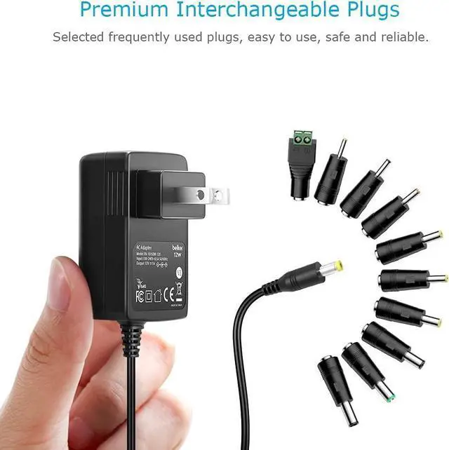 Alt view image 3 of 7 - 12V 1A AC DC Adapter Wall Charger Power Adapter Supply for 12 Volt Electronics - 1000mA Max.