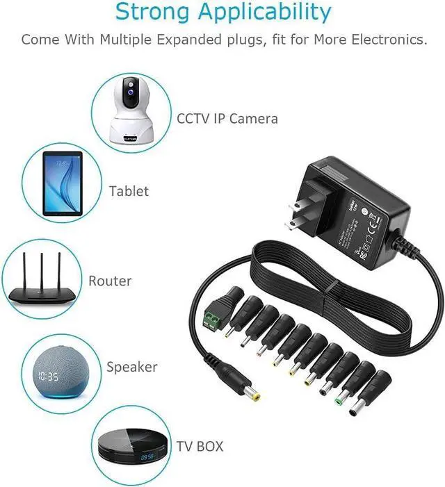 Alt view image 6 of 7 - 12V 1A AC DC Adapter Wall Charger Power Adapter Supply for 12 Volt Electronics - 1000mA Max.