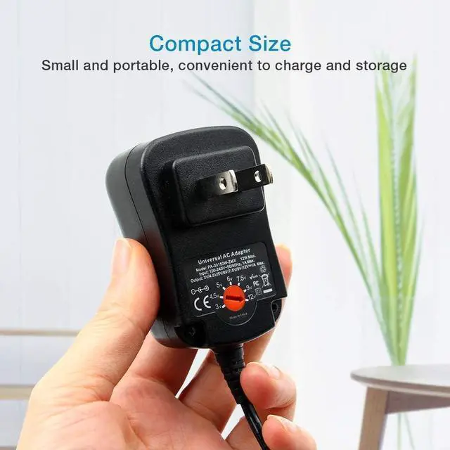 Alt view image 3 of 7 - ZOZO 12W 12 Volt 1 Amp 3V 4.5V 5V 6V 7.5V 9V 12V Power Supply, Universal AC Adapter with 5.5mm x 2.1mm Barrel Plug and 8 Selectable Tips Micro USB 3.5mm Jack for MP3 MP4 Player Headphone Speaker Watch