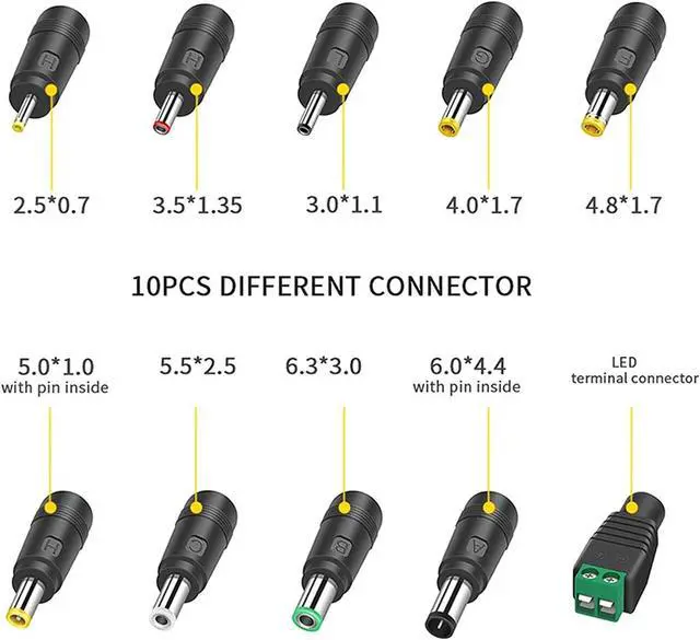 Alt view image 5 of 7 - 16V 2A 1.5A AC Adapter Power Supply 32W 10 Tips Power Cord with UL Listed Charger Replacement for Webcams Monitors Scanners Routers LED Lights