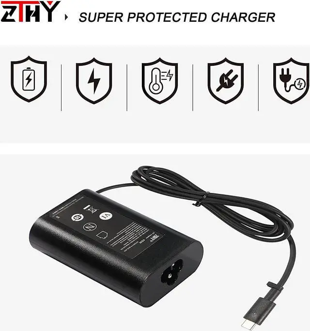 Alt view image 6 of 7 - New 45W USB-C Type C AC Adapter Laptop Charger Replacement for Dell XPS 12 13 9360 9365 9370 9300 9380 9310 2-in-1 Latitude 7200 7210 7370 5175 5285 5290 Chromebook 3100 3400 2in1 LA45NM150 Power