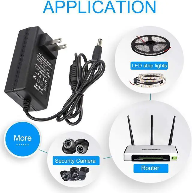 Alt view image 6 of 6 - 12V 2.5A Power Adapter - AC 100-240V to DC 12V 2500mA Power Supply Transformer Charger 12V/2.5A forAnalog DVR NVR HVR CCTV Security Camera/RGB LED Strip Lights