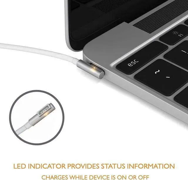 Alt view image 4 of 7 - Replacement 60W Power Adapter L-Tip Connector for Mac Book Pro Charger (Previous Generation 13.3-inch and13-inch)