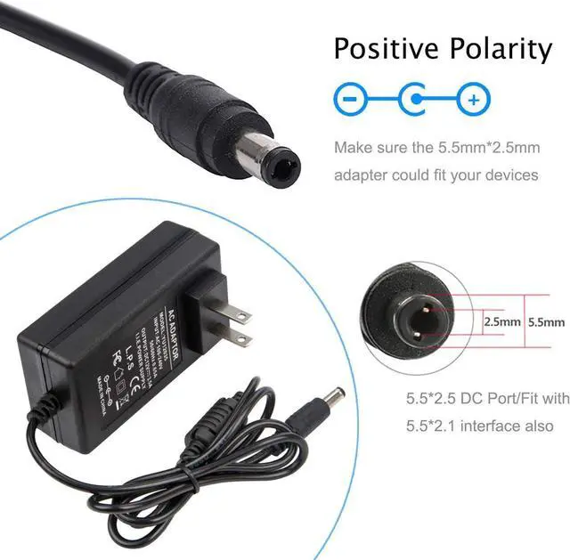 Alt view image 2 of 6 - AC DC 12V 3.5A Power Supply Adapter 12 Volt 3.5 Amp 42W 5.5mm x 2.5mm Transformer 3500mA Charger Replacement for Netgear Nighthawk Router R6700 N600 C700 N750 Power Cord