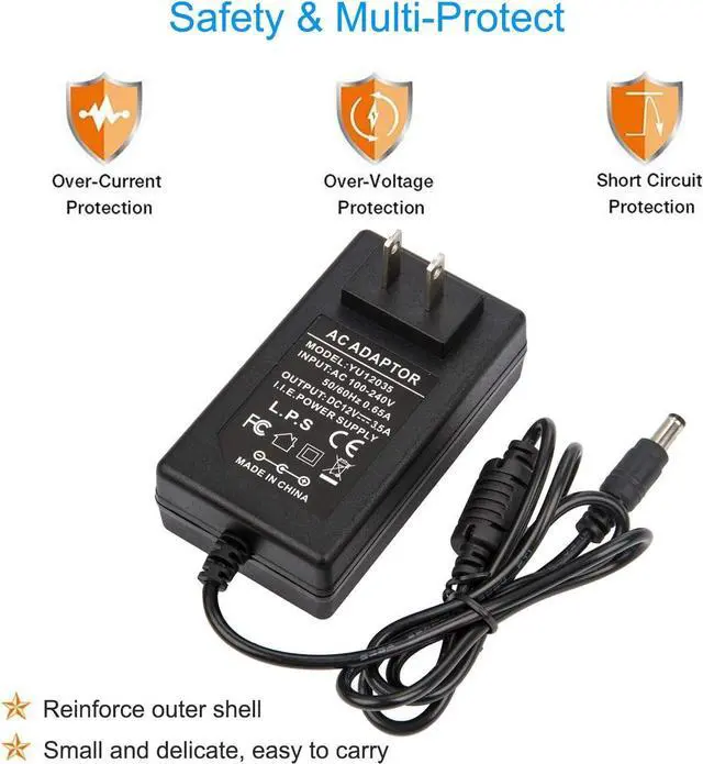 Alt view image 5 of 6 - AC DC 12V 3.5A Power Supply Adapter 12 Volt 3.5 Amp 42W 5.5mm x 2.5mm Transformer 3500mA Charger Replacement for Netgear Nighthawk Router R6700 N600 C700 N750 Power Cord