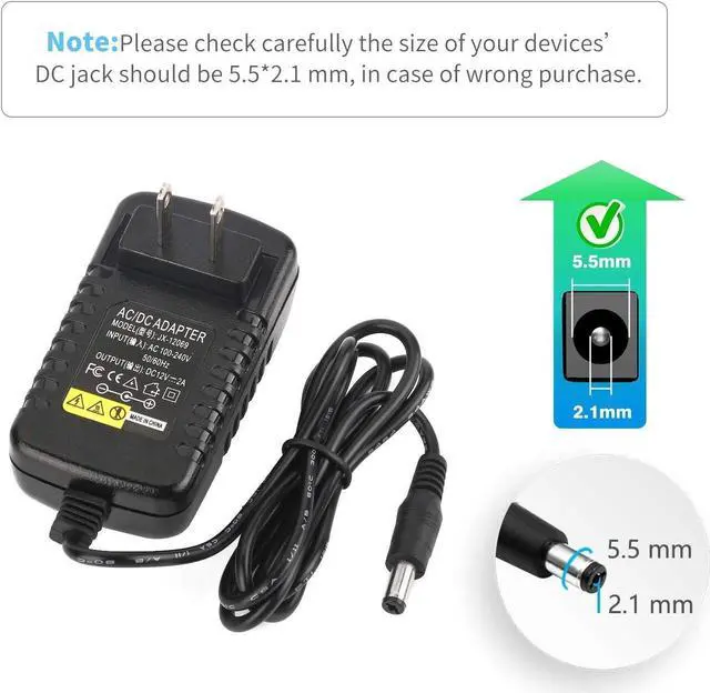 Alt view image 4 of 7 - AC Adapter, YIFENG 12V / 2A AC DC Switching Power Supply Adapter(Input 100-240V, Output 12V 2A) with DC Connector Gift