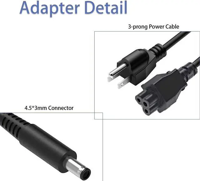 Alt view image 2 of 7 - Laptop Charger for Dell Inspiron 14 15 3501 3505 3502 5502 5406 5515 5100 5505 7400 AC Power Supply Adapter Cord 65W 19.5V 3.34A
