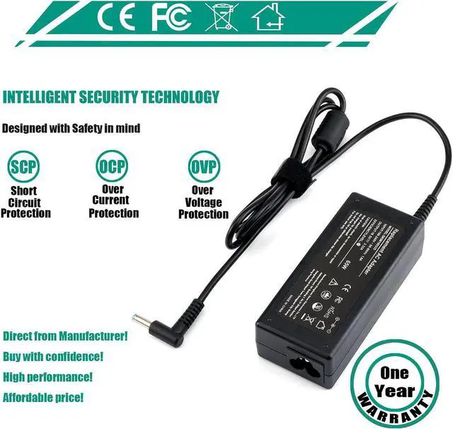 Alt view image 7 of 7 - 65W AC Adapter Laptop Charger Compatible for HP Envy 13 15 17 X360 15-1039wm 15-1033wm 15-w117cl 15-w237cl 15m-cn0011dx 15m-bp111dx 15m-bq121dx 17m-bw0013dx Laptop Notebook PC Power Supply Cord